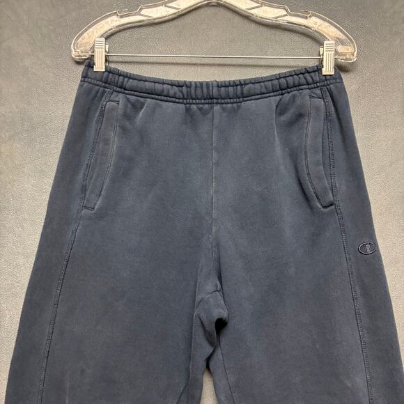 Champion Medium Navy Blue Sweatpants Reverse Weave Fleece Joggers Logo Athletic - Picture 3 of 15